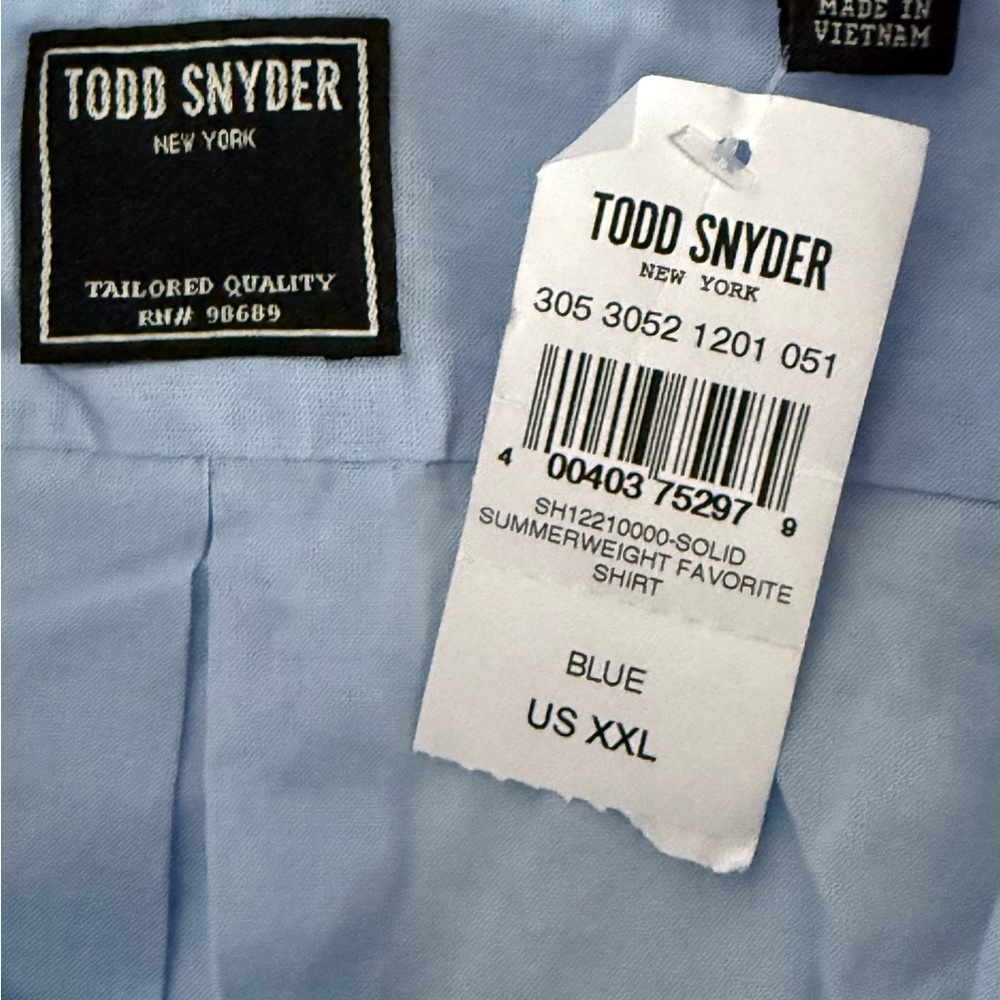 Todd Snyder Solid Summerweight Favorite Shirt Blue 100% Cotton NWT Size XXL - Picture 8 of 8